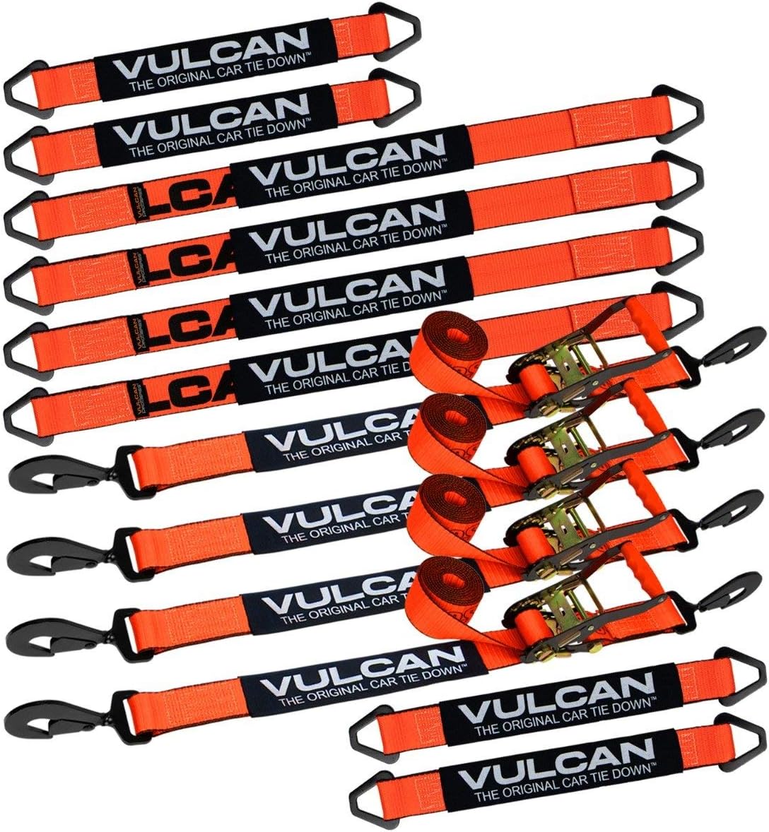 Complete Axle Strap Tie Down Kit with Snap Hook Ratchet Straps - Yellow - Includes (4) 22 Axle Straps, (4) 36 Axle Straps, and (4) 8' Snap Hook Ratchet Straps N11653