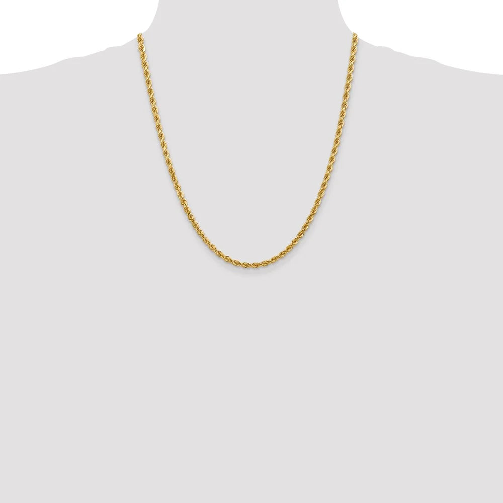 14 Karat Yellow Gold 4mm Diamond-cut Rope Chain J352433