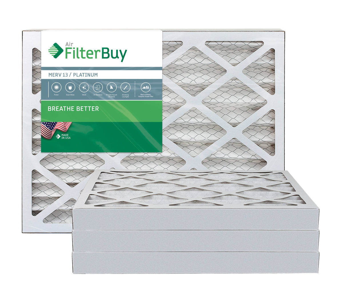 MERV 13 Pleated AC Furnace Air Filter, Pack of 4 K133665