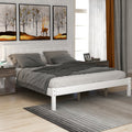 Queen White Wood Platform Bed Frame with Headboard U6893