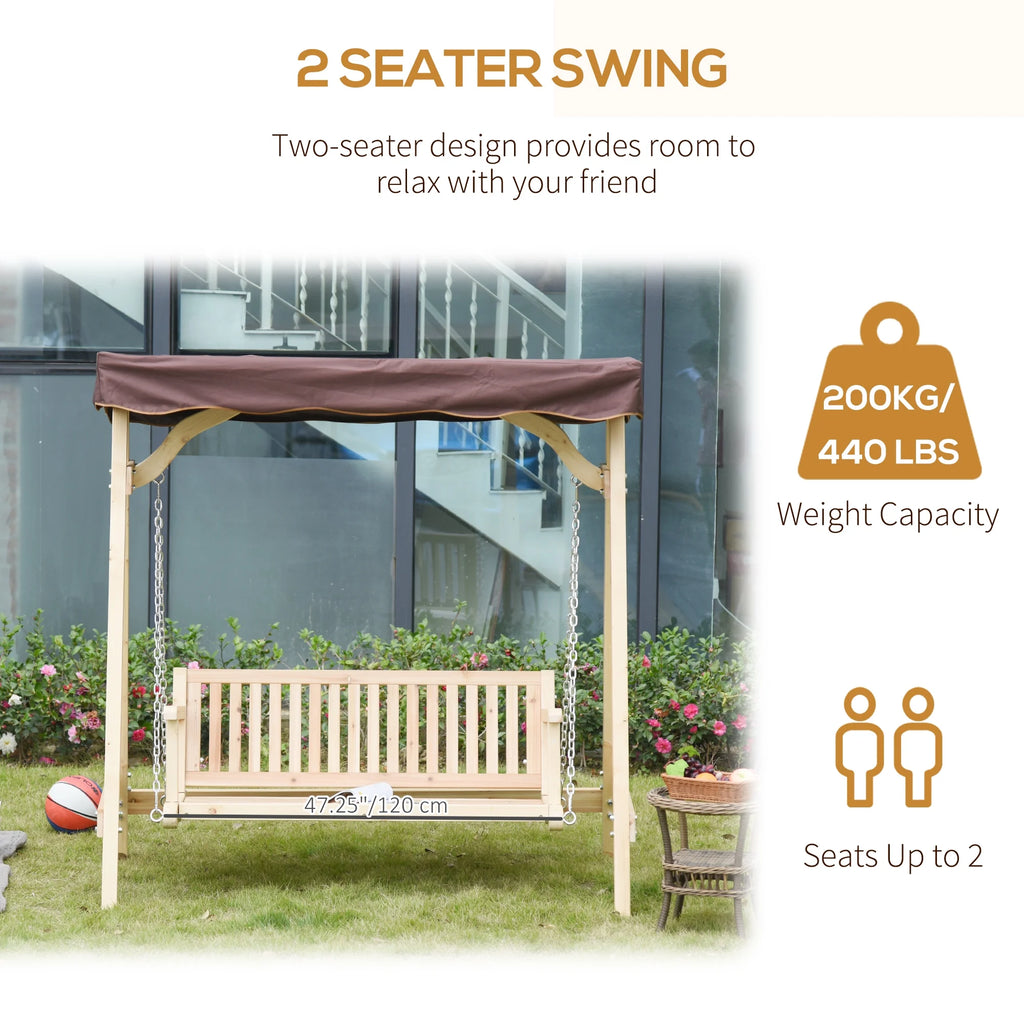 2-Person Outdoor Porch Swing with Wooden Stand R72679