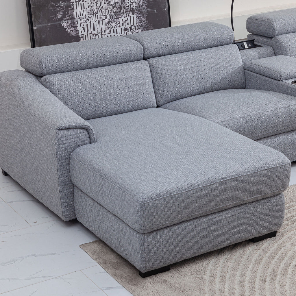 Light Grey 6 Pc Reclining Sectional with Left Hand Facing Chaise D8172