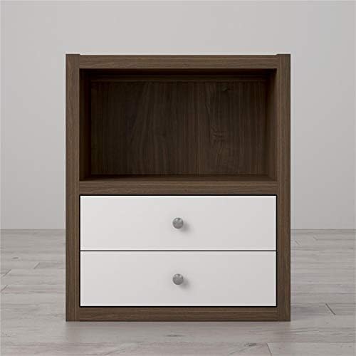 Walnut and White 2 Drawer Bookcase G4517
