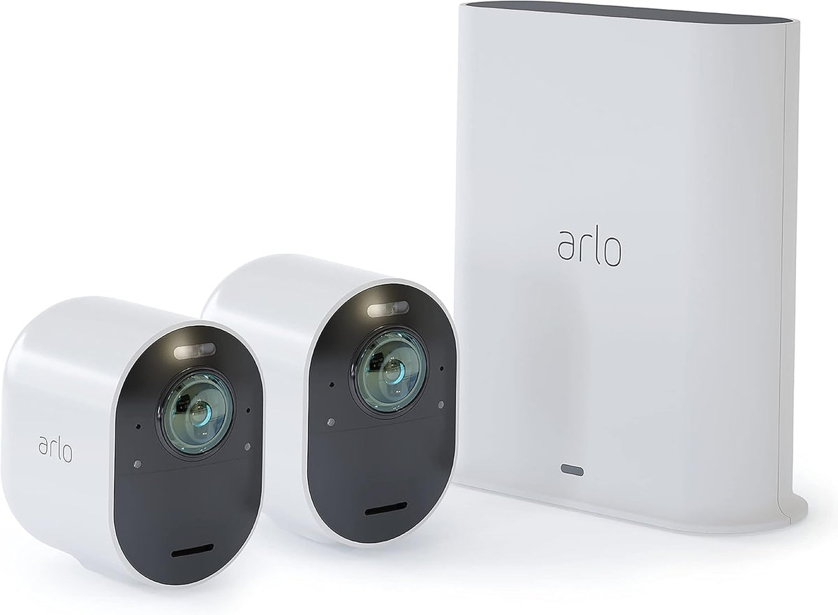 White Wireless 2 Camera Security System with 4K Video D35923