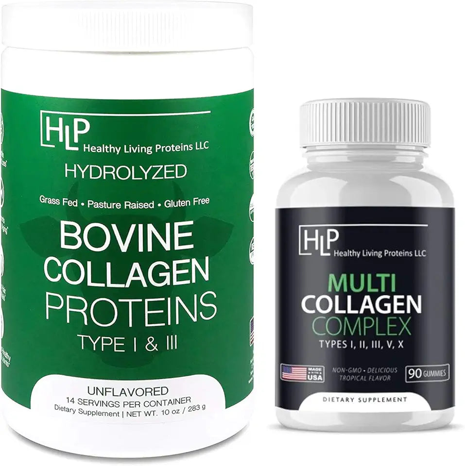 10oz Bovine Collagen Powder & 90ct Multi Collagen Gummies Q9110