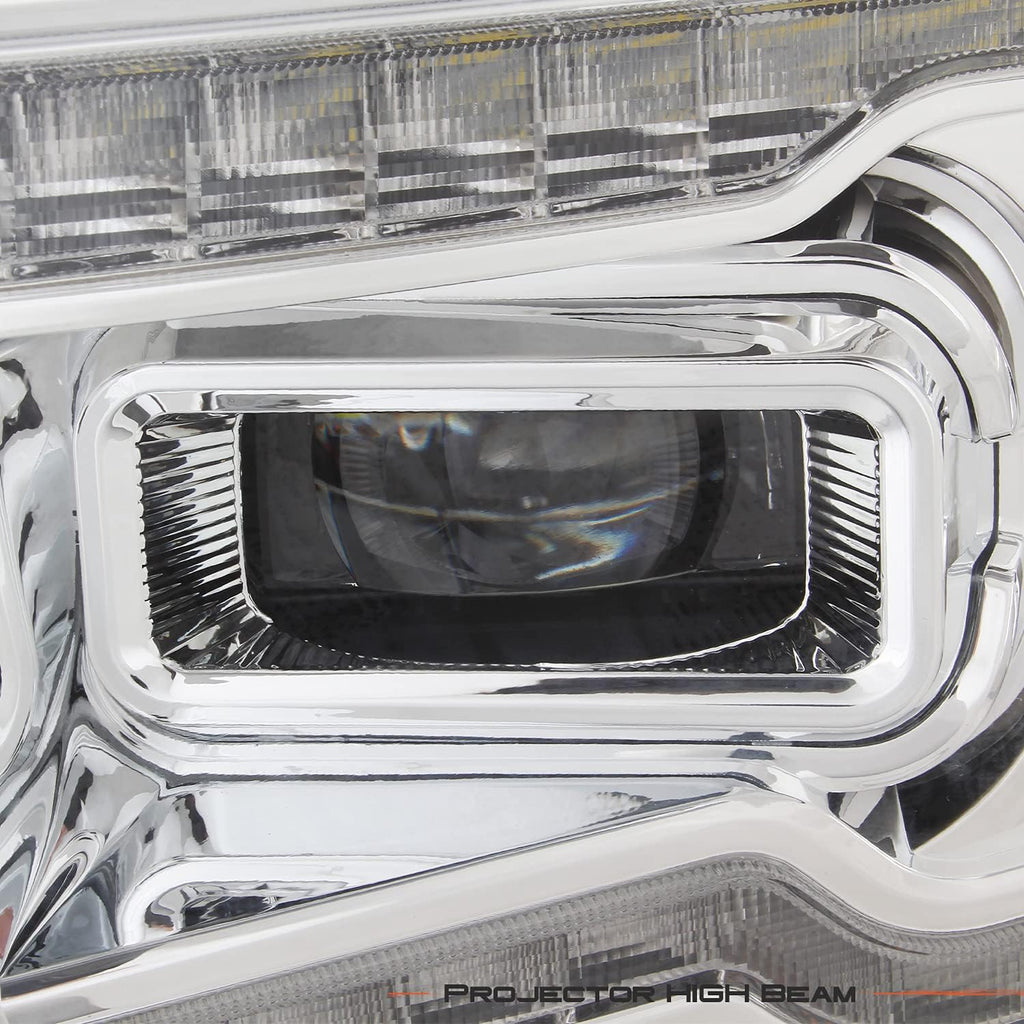 Chrome Housing Dual Projector Full-LED Sequential Light Bar Headlights for Dodge RAM 1500 G453