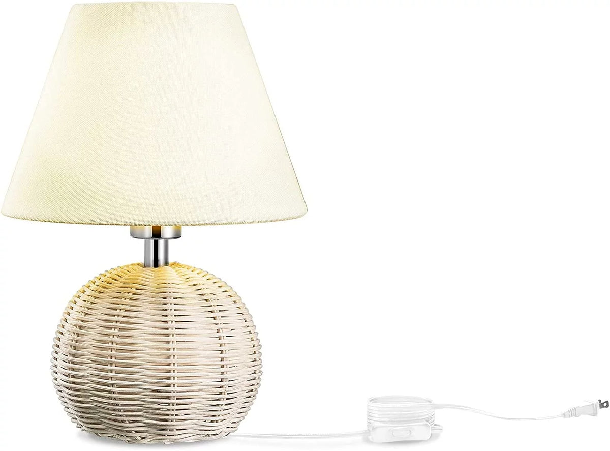 Woven Rattan Table Lamp with Drum Shade F86524