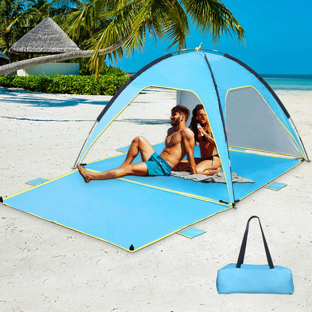 Beach Tent Canopy Sun Shelter UPF 50+ UV Protection, Portable Beach Shade Fit 3-4 Person, Lightweight, Breathable, Collapsible T194408