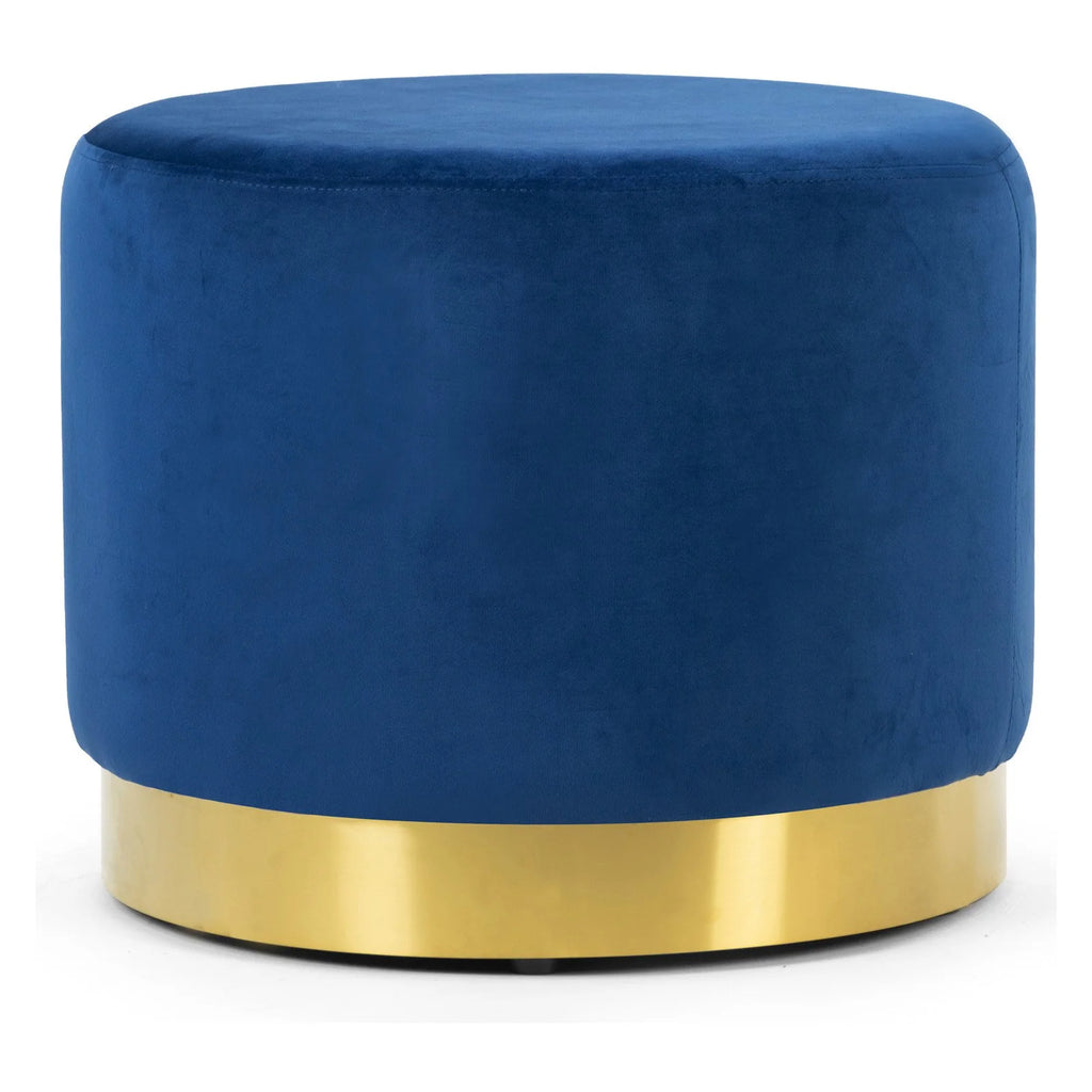 Velvet Round Ottoman with Golden Accent Base H659320