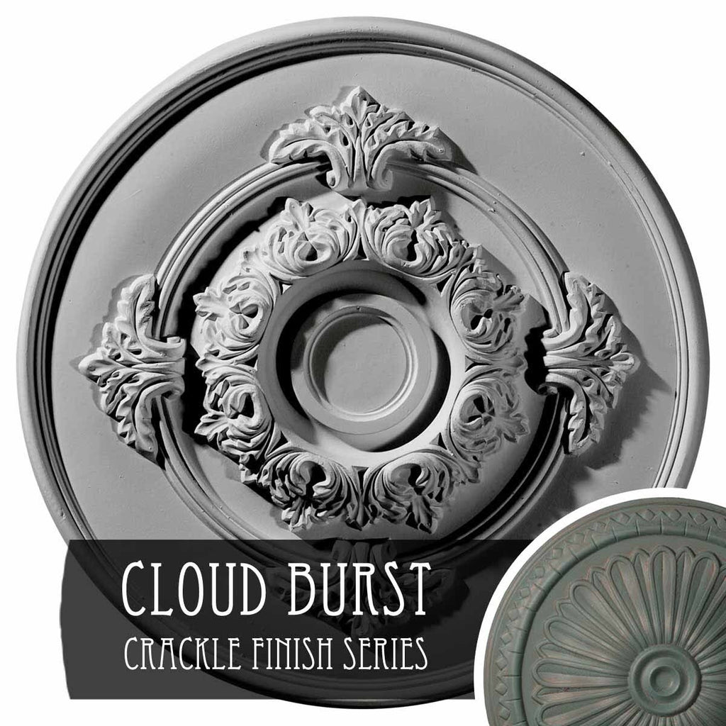 13 3/4x22OD x 1x22P Ceiling Medallion Hand-Painted Cloud Burst Crackle O387886