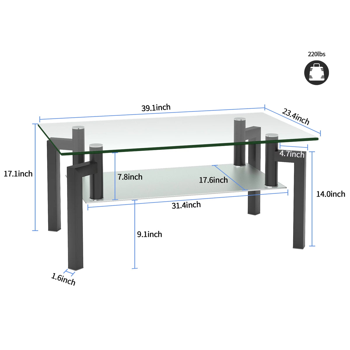 Black Glass Coffee Table D544