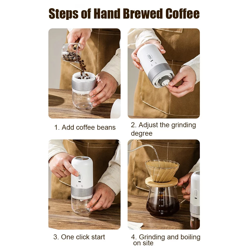 Portable Electric Burr Coffee Grinder 13W 200ml USB Rechargeable Adjustable Cordless T102013