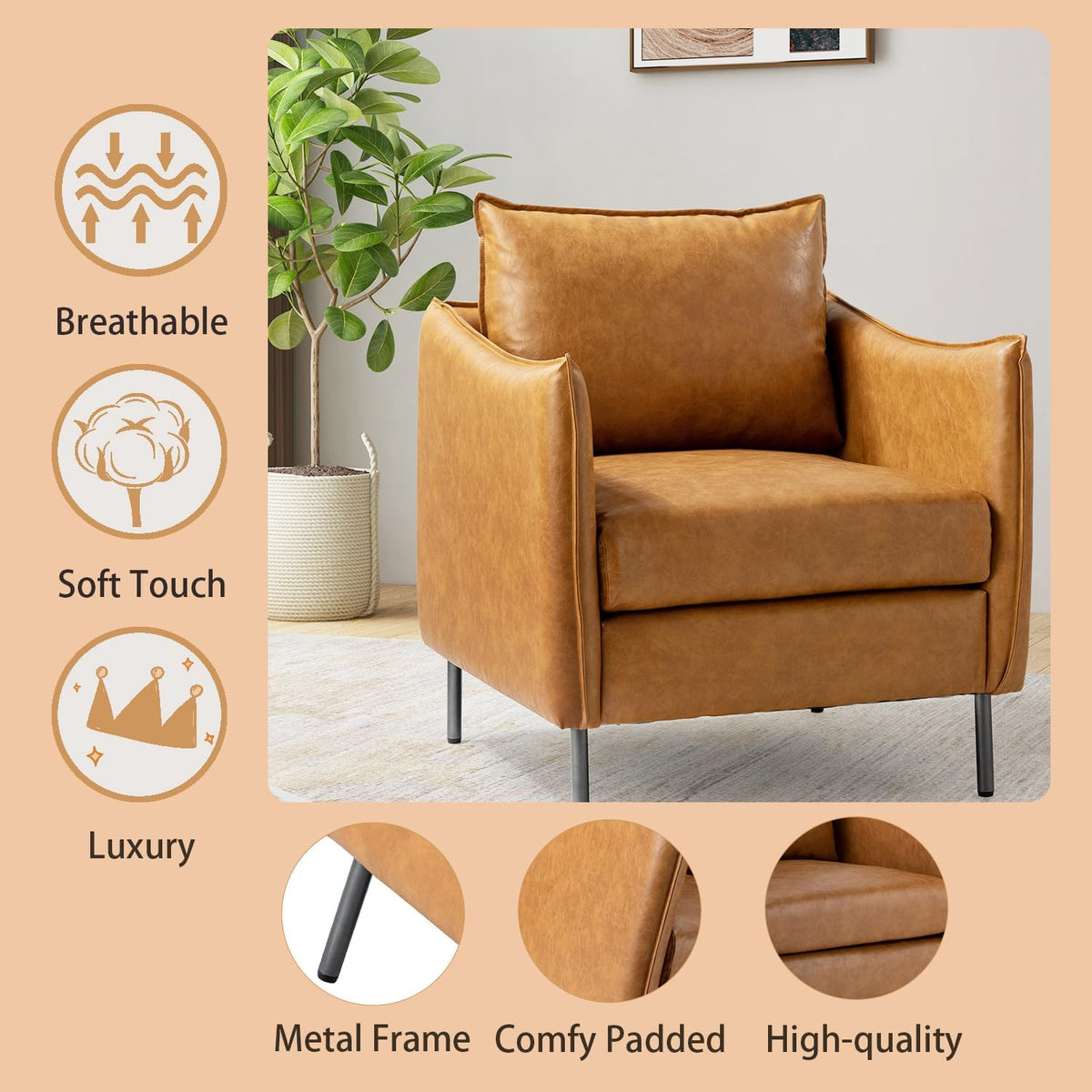 Camel Vintage Armchair Set Of 2 Y34946