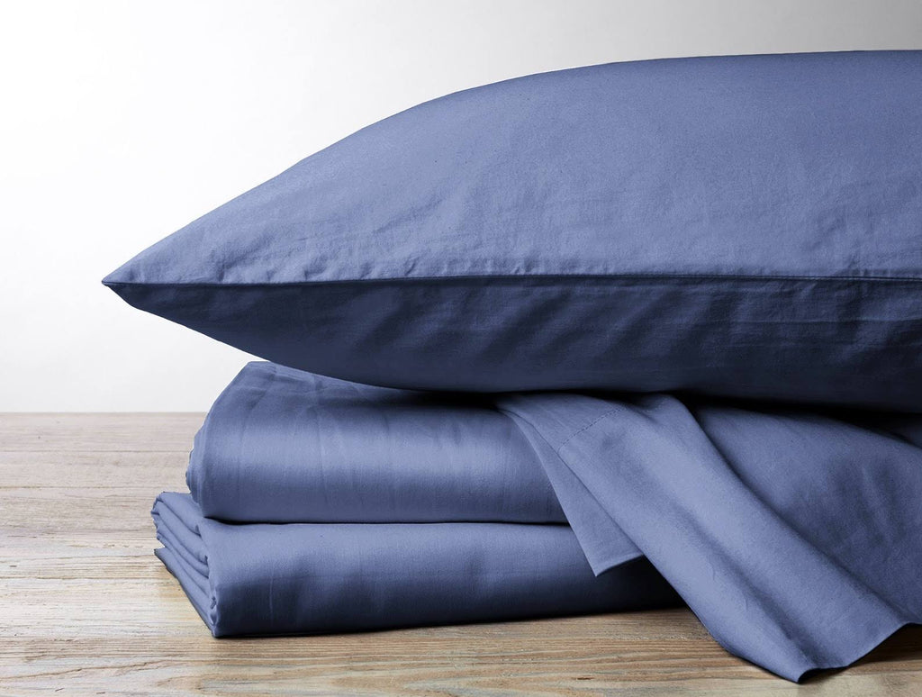 Moonlight Blue Organic Sateen Fitted Sheet L7011