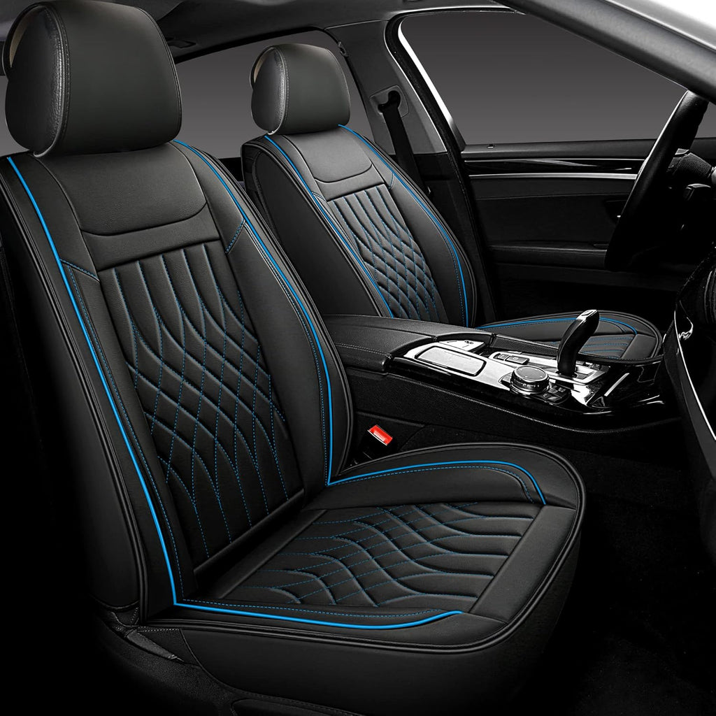 Black and Red Leather Car Seat Covers Full Set V44090