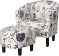 Accent Chair with Ottoman Set Upholstered Barrel Chair with Footrest V7371