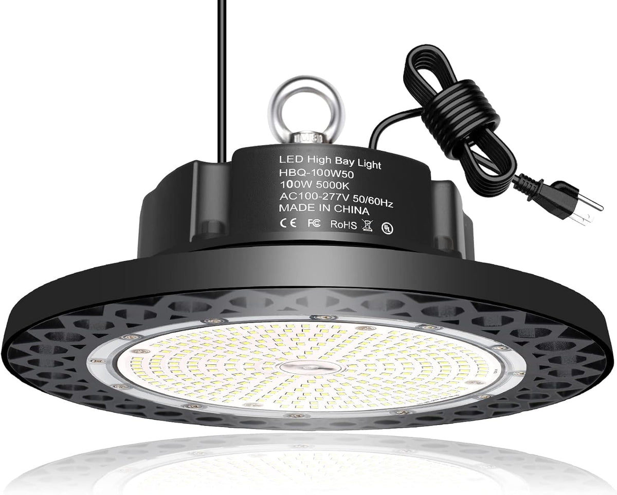 UFO LED High Bay Light 100W 15,000LM 5000K Daylight Dimmable IP65 D590288