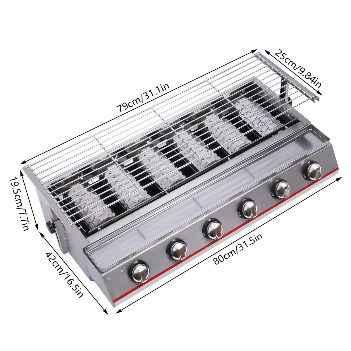 6 Burner LPG Gas Grill Griddle O958450