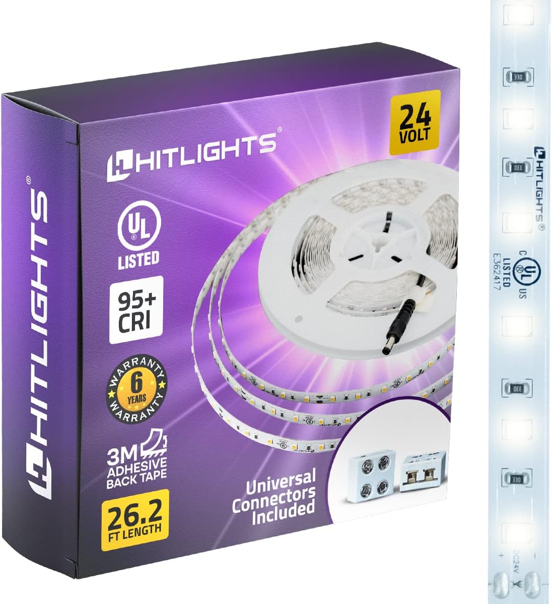 24V LED Strip Lights, 4000K Natural White, 26.2ft, Pack of 2 D541751