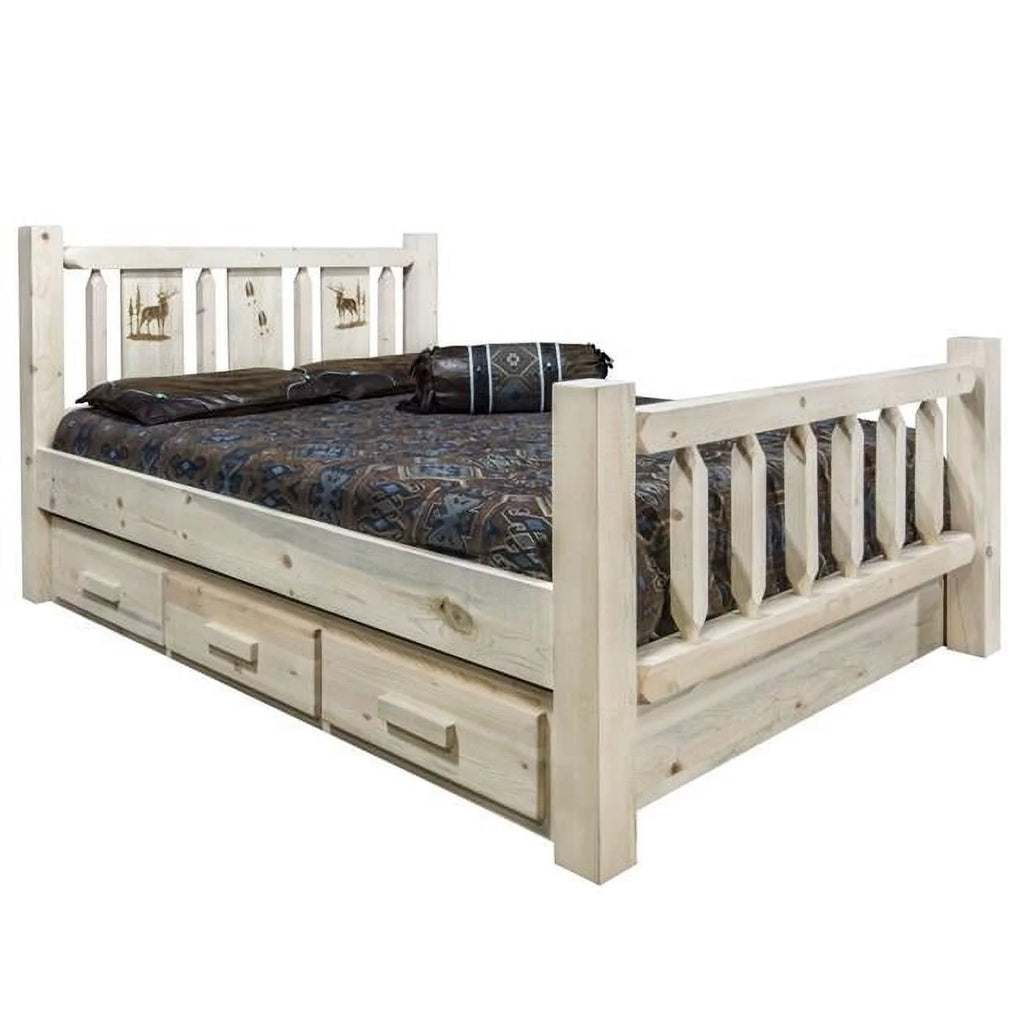Natural Pine Wood Twin Storage Bed Y22781