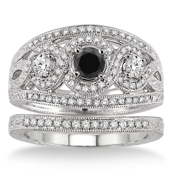 Black Diamond Trilogy Ring on 10k White Gold L41302