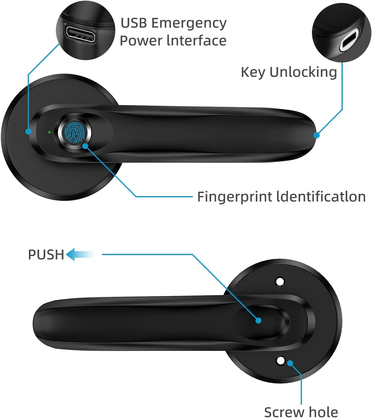 Fingerprint Door Lock, Keyless Entry Door Knob, Pack of 2 R15200