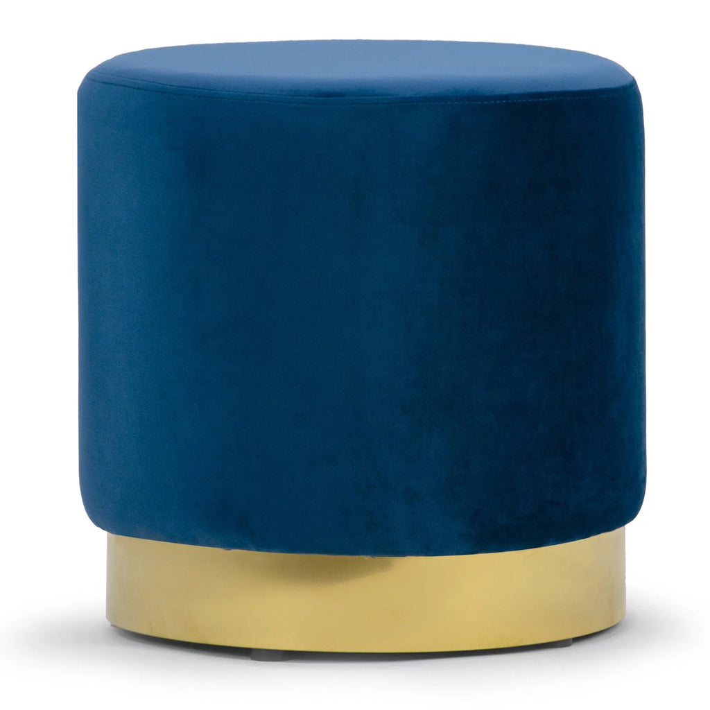 Velvet Round Ottoman with Golden Accent Base H659320