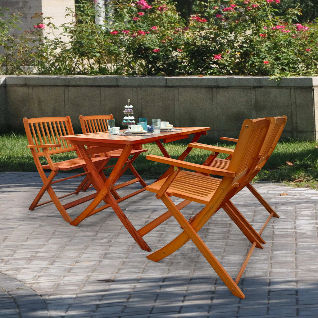 Foldable Patio Dining Set, 4 Folding Chairs & 1 Dining Table H837889