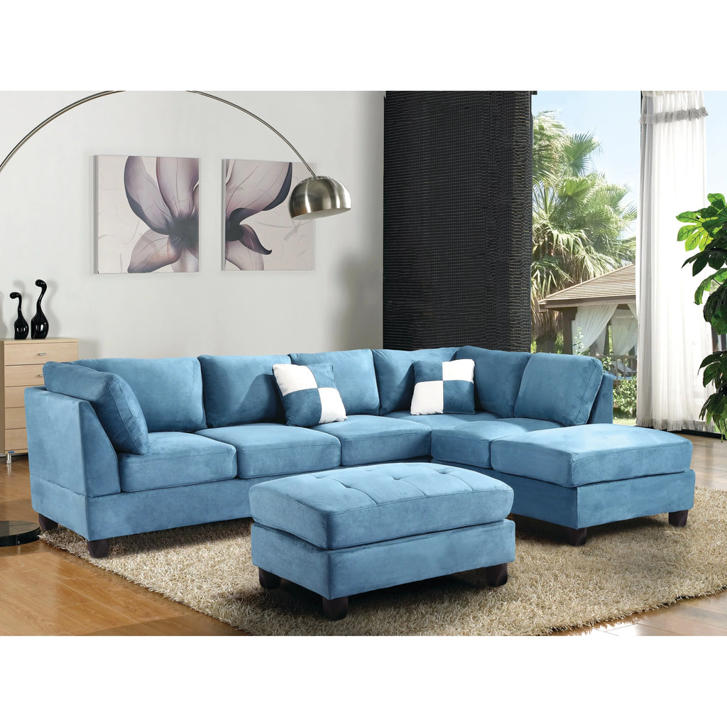 Aqua Microsuede Sectional D132