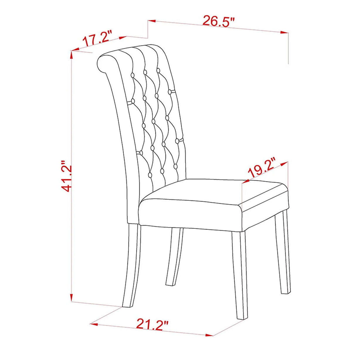 42" Fabric Dining Chairs Set of 2 P549