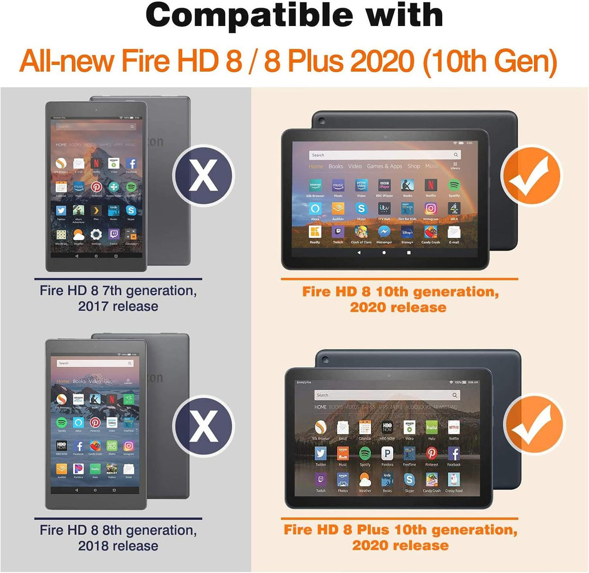 Detachable Wireless Bluetooth Keyboard Case for Fire HD 8 B6987