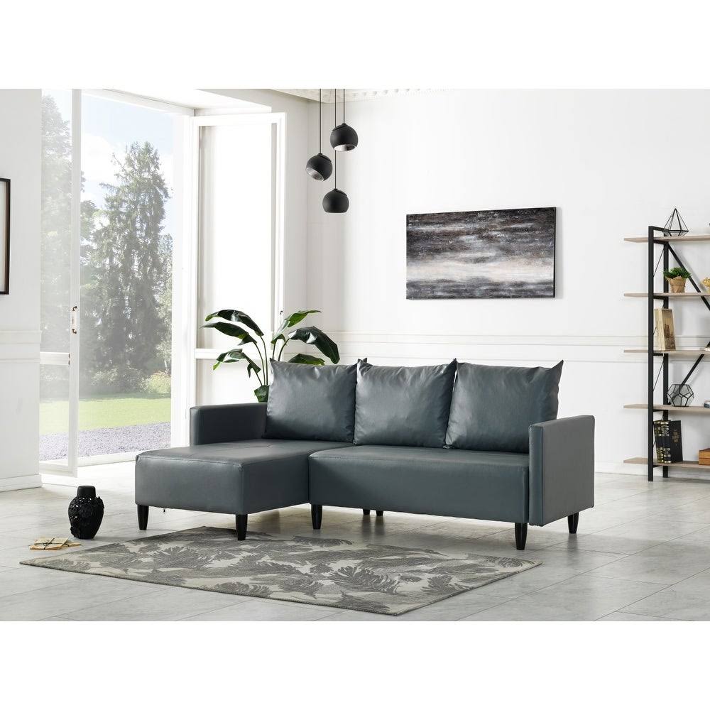 Contemporary Faux Leather Reversible Sectional S58229