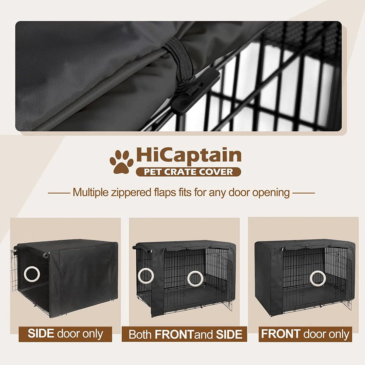 Black Folding Dog Crate Cover for 24 Inch Wire Pet Cage Y40206