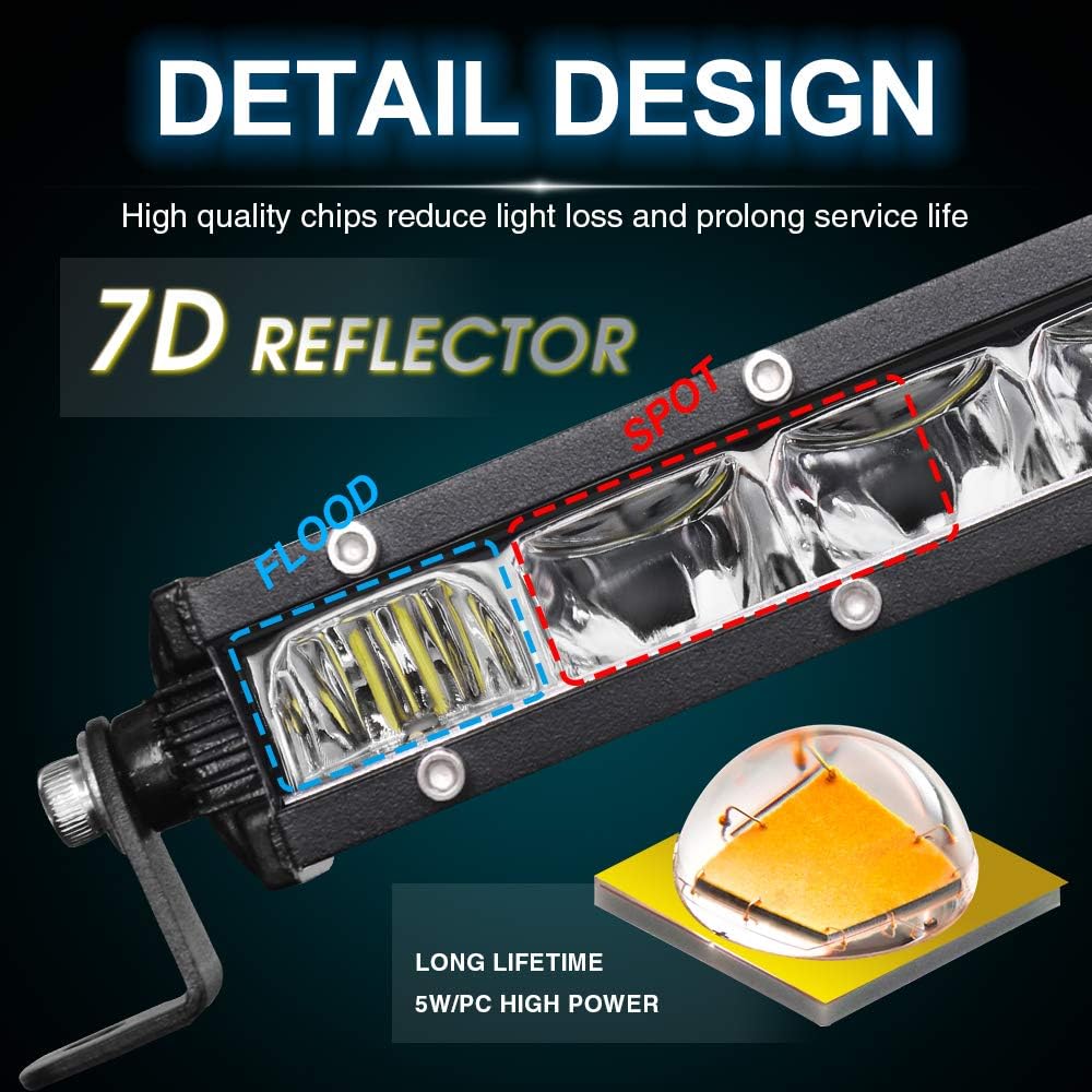 26 inch LED Light Bar Super Slim Single Row Spot Flood Combo Beam 12V 24V Off Road Work Light Pack of 2 G24676