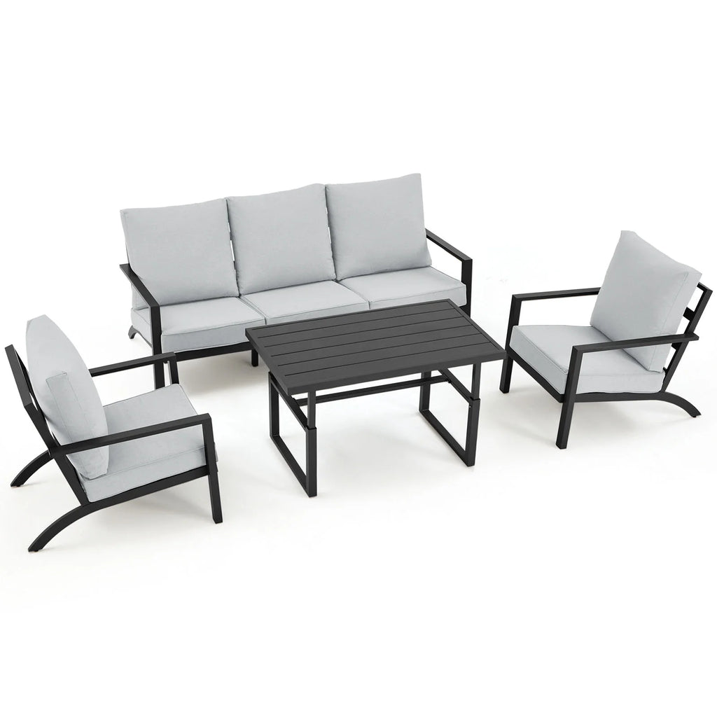 Aluminum Patio Furniture Set with Grey Cushions W958