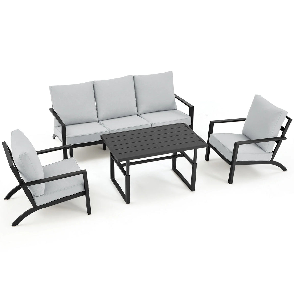 Aluminum Patio Furniture Set with Grey Cushions W958