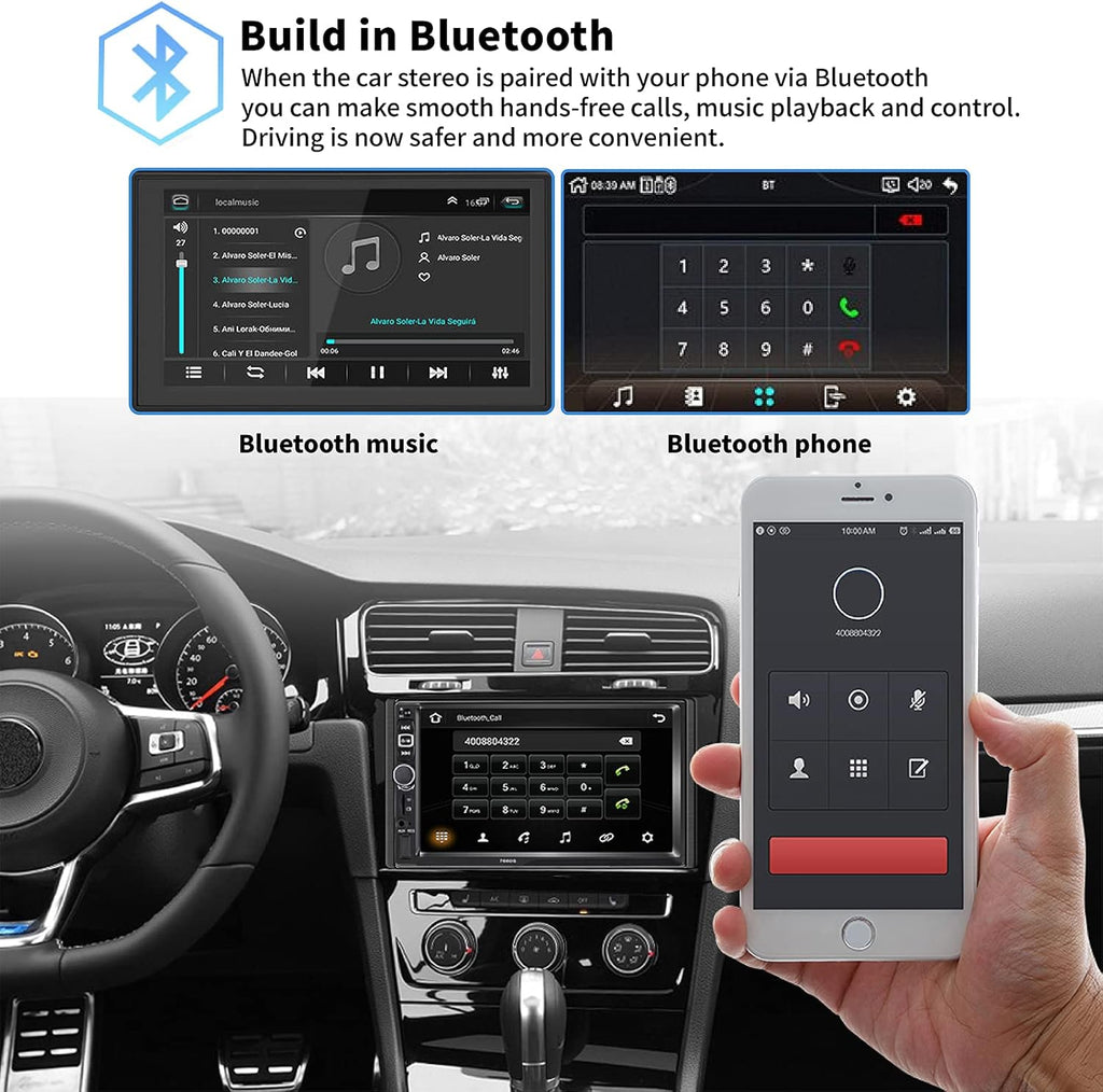 7-Inch Double Din Car Stereo Receiver with Touchscreen M710027