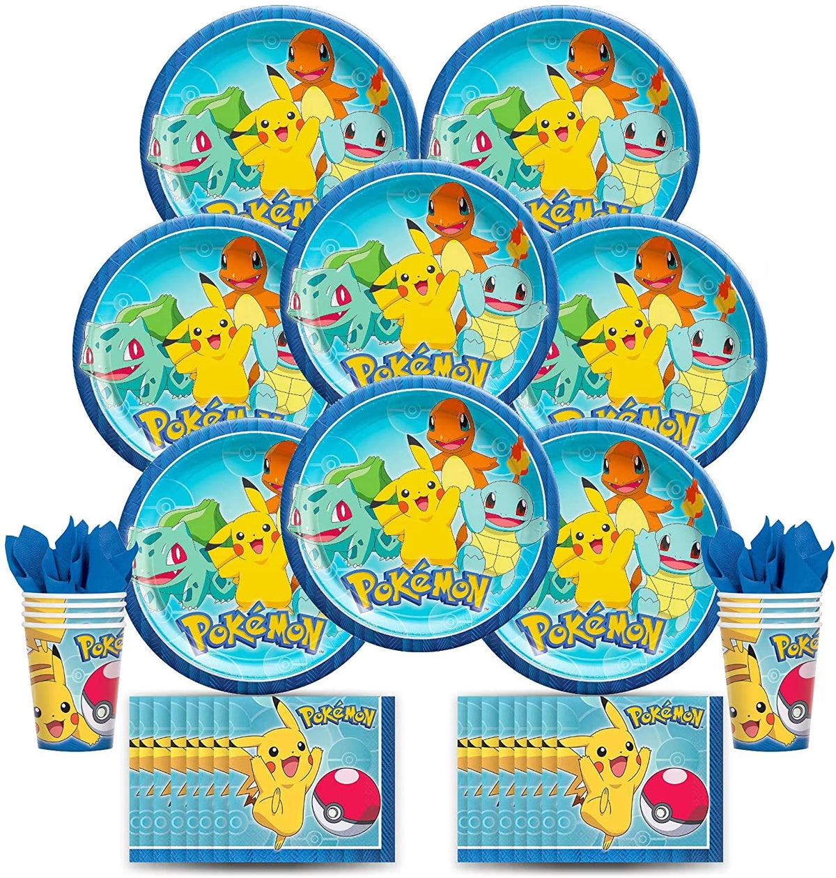 Pokemon Party Pack Bundle, Seats 16: Plates, Cups and Napkins R402417