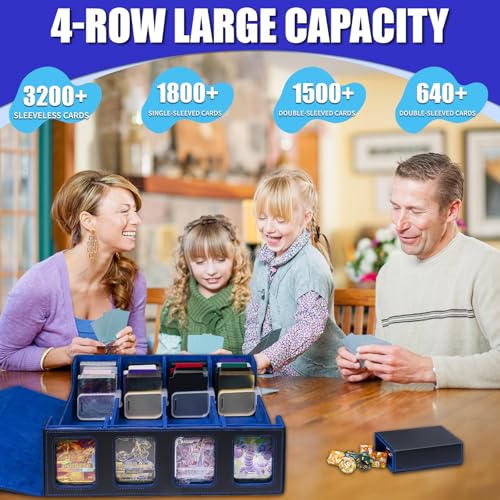 Trading Card Storage Box with Window Dice Tray, Black Grey J67520