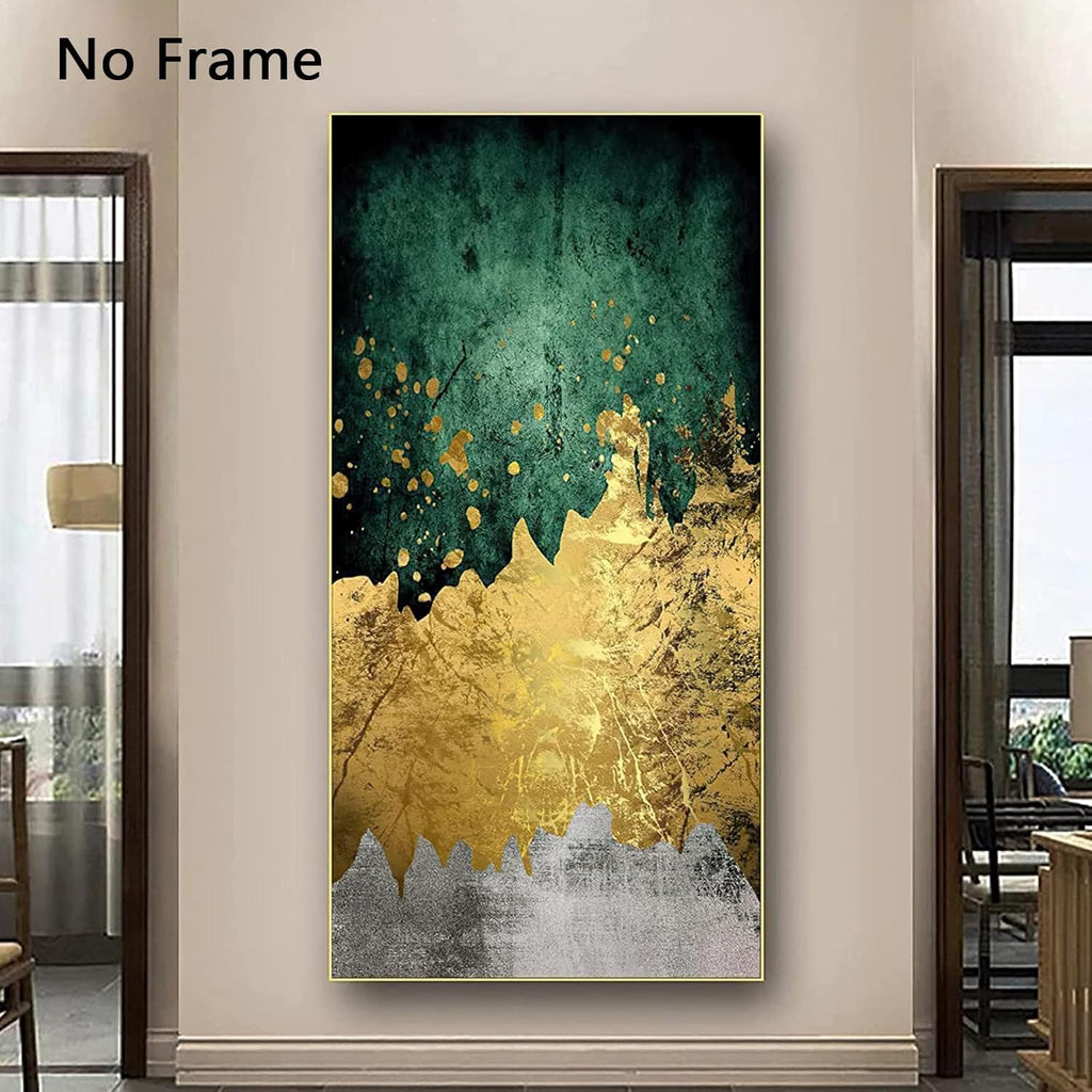 Green Gold Canvas Wall Art Abstract Poster 50x100cm No Frame H5708