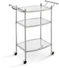 Chrome and Clear Glass Mobile Bar Cart O364