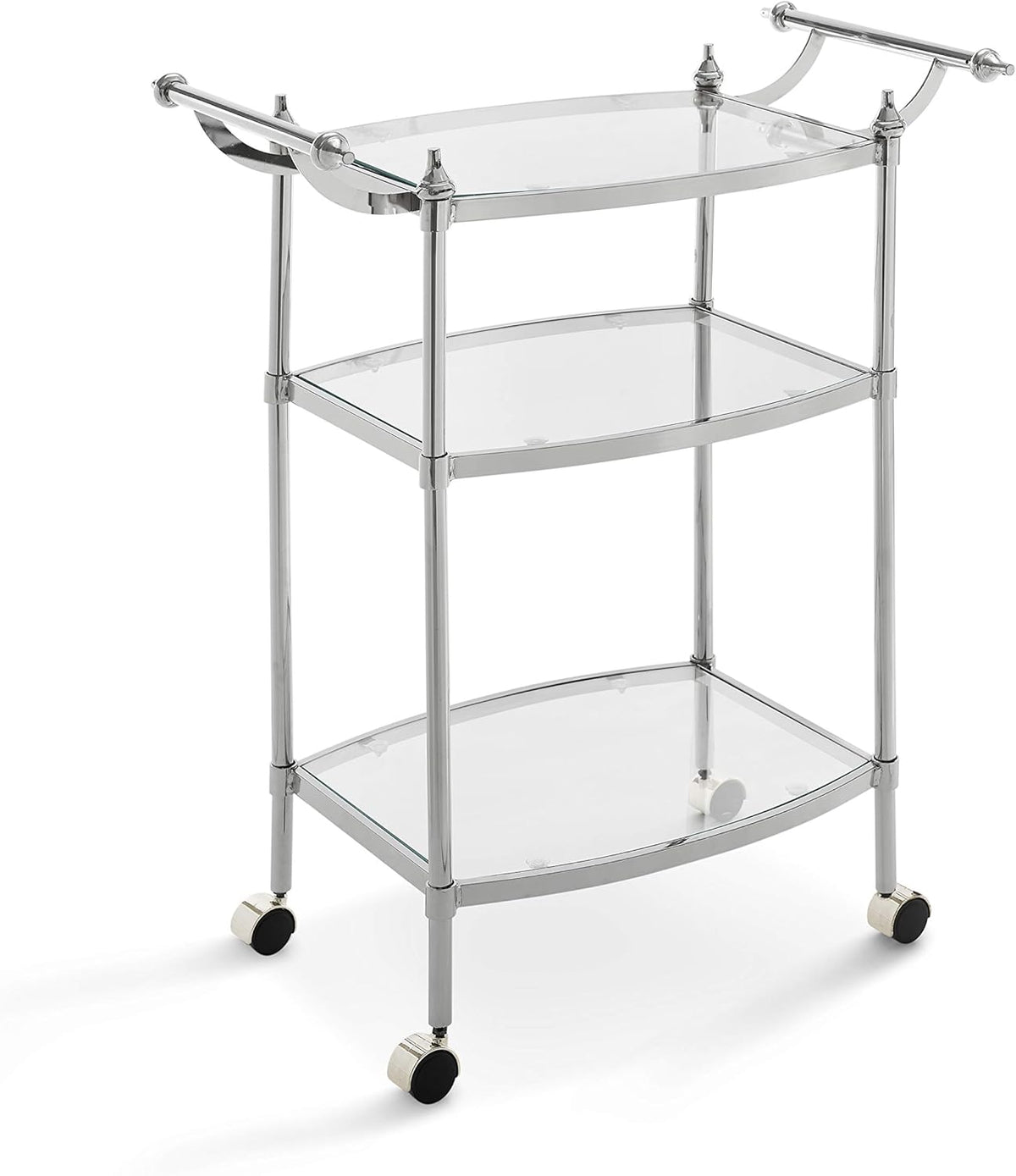 Chrome and Clear Glass Mobile Bar Cart O364