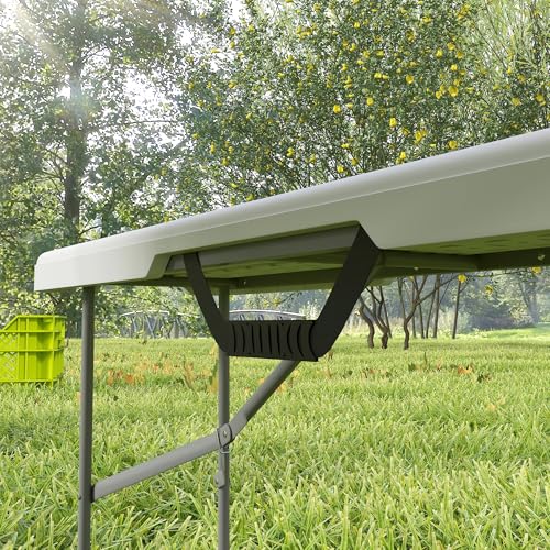2-Pack 6 Ft. White Plastic Folding Benches with Carrying Handle L5147