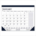 Recycled Two-Color Monthly Desk Pad Calendar with Notes Section, 18.5 x 13, Blue Binding/Corners, 12-Month (Jan-Dec) C922