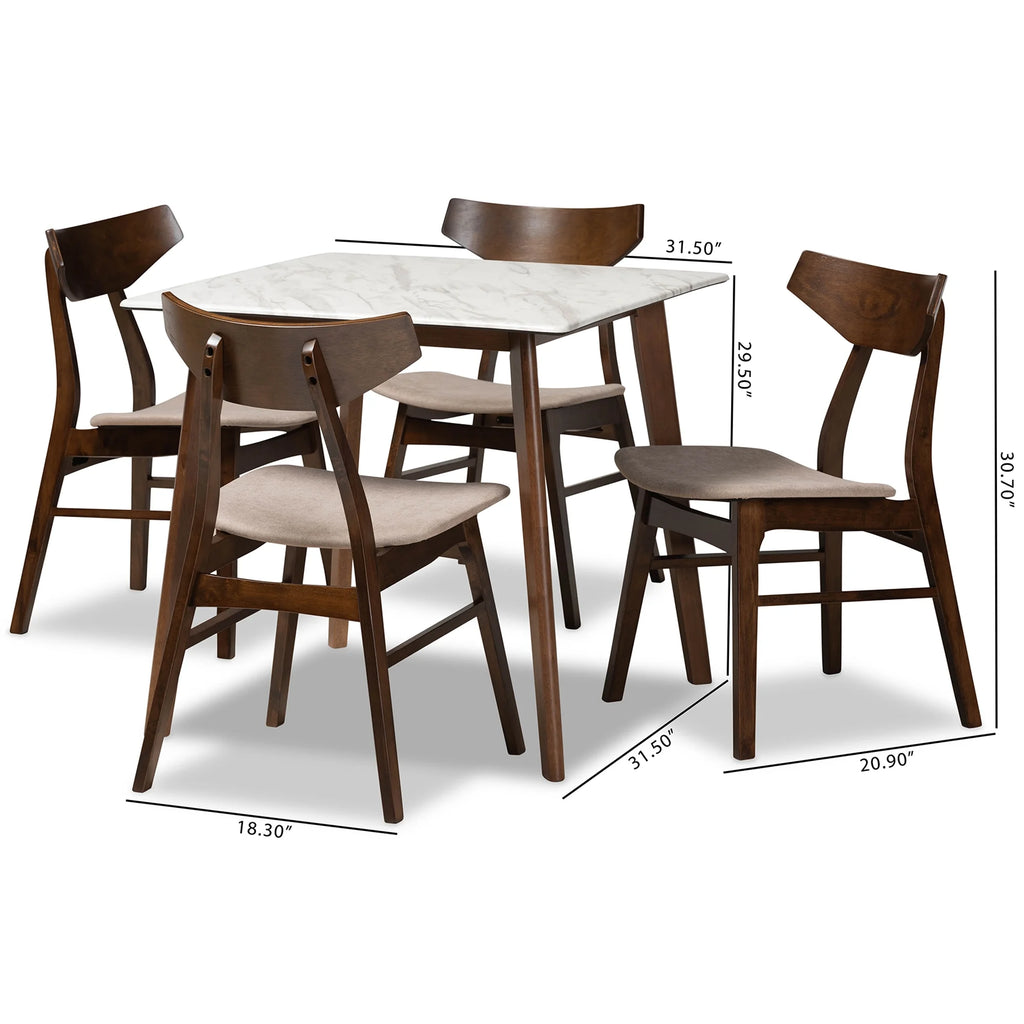 5-Piece Dining Set with Faux Marble Table O8832