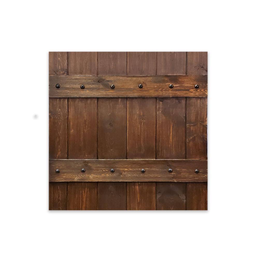 Brown Stained Solid Pine Wood Interior Sliding Barn Door with Hardware Kit P34469