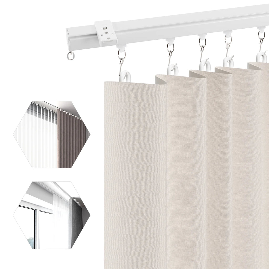 White Ceiling Mount Curtain Track Kit with Hooks U957499