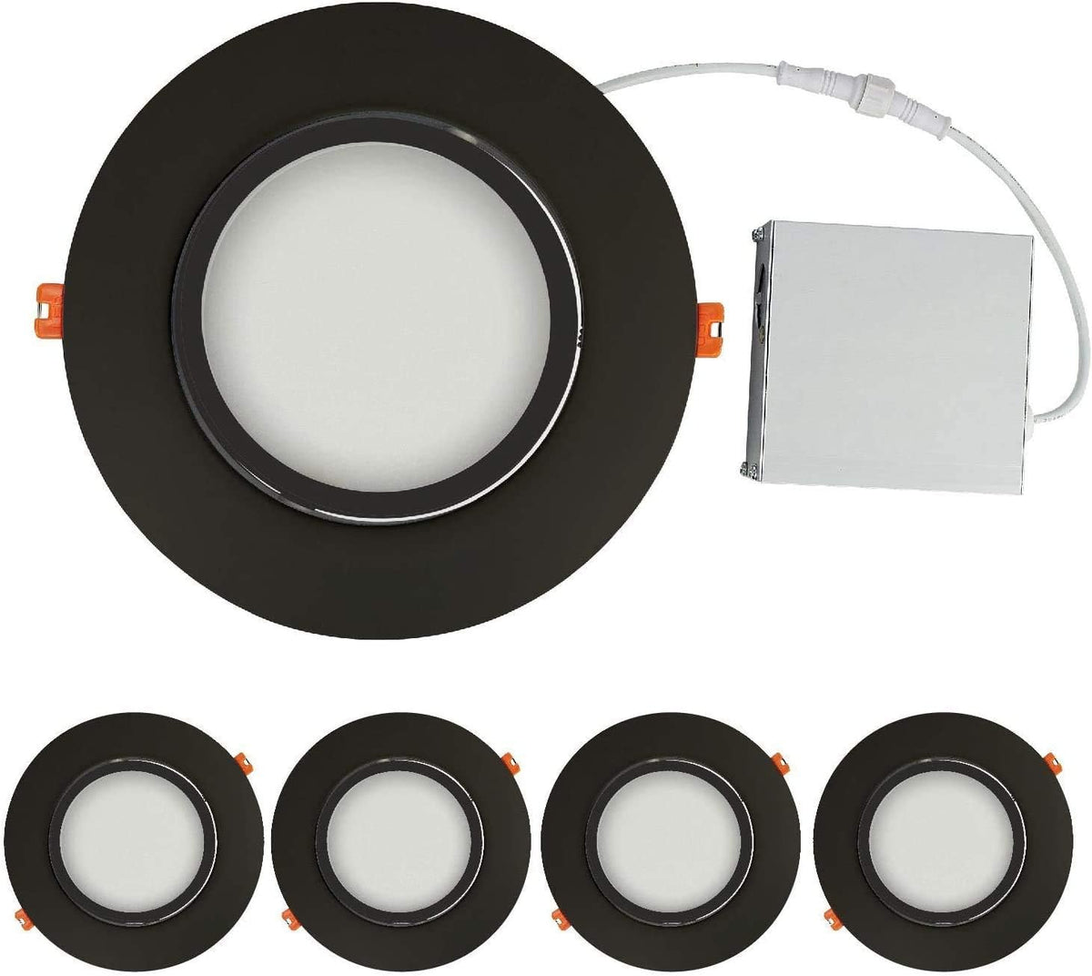 Black Trim 12W Ultra-Thin Recessed Gimbal Downlight (4 Pack) Dimmable O60707
