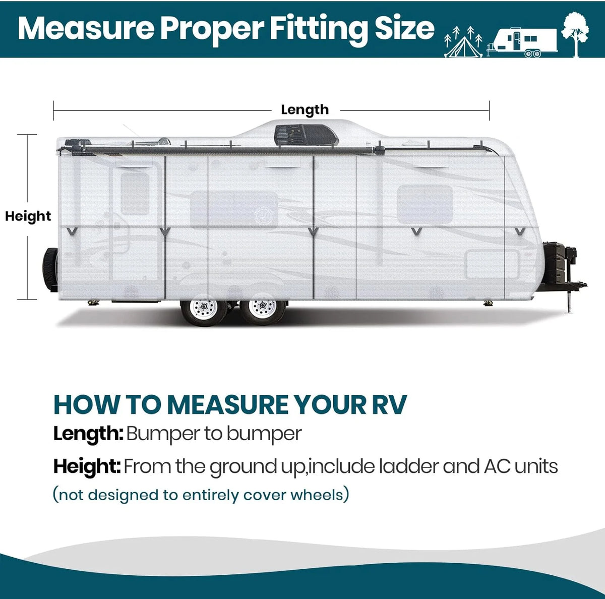 Ripstop Diamond Travel Trailer RV Cover with Adhesive Repair Patch (Fits 33' - 35') P298