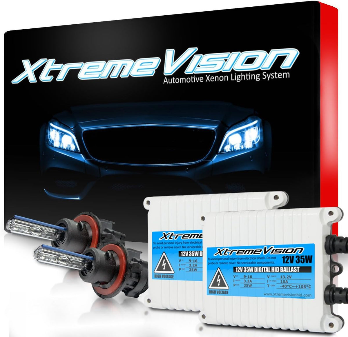 35W AC Xenon HID Bundle with Slim AC Ballast (1 Pair) and H4 / 9003 30000K Deep Blue Xenon Bulbs (1 Pair) P6941